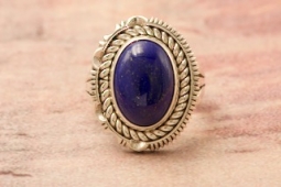 Artie Yellowhorse Genuine Blue Lapis Sterling Silver Navajo  Ring